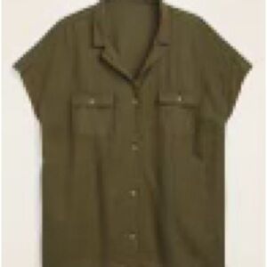 Casual Olive Green Short Sleeve Shirt